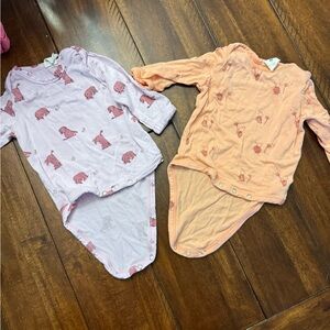 Kate Quinn Bamboo Bodysuits Lot of 2 | Newborn | Pink & Peach Prints